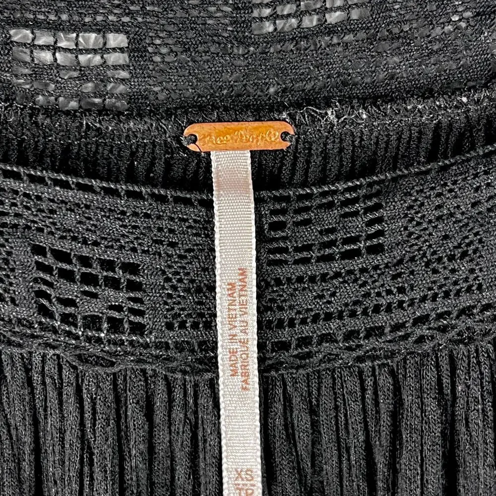 Free People Sweet Thing Bohemian Tunic Dress Witchy XS Black Crochet Whimsygoth - Picture 5 of 9